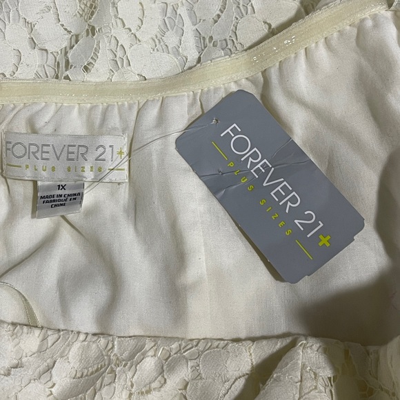 *NWT Forever 21+ Women's Ivory Strapless Lace Short Dress Size 1X - Picture 7 of 9